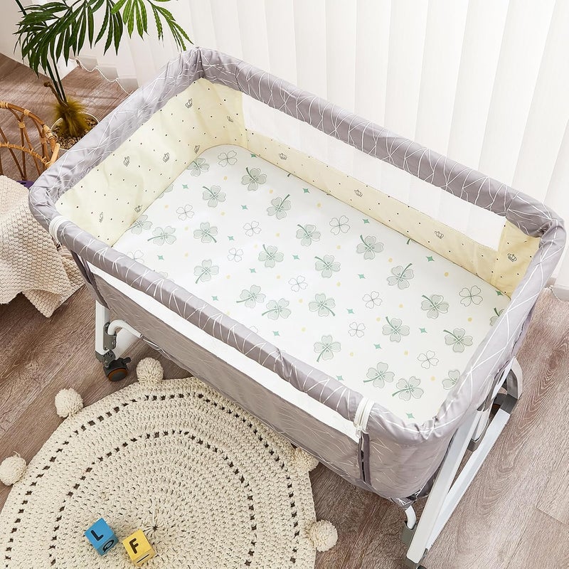 NacoMoco Store 4 عبوات من شراشف السرير للسرير الجانبي - 33"x20" شراشف سرير جانبي للأطفال من Baby Delight وAngelbliss وMaxi-COSI ومعظم أحجام الأسرة الجانبية العادية | شراشف سرير جانبي فائقة النعومة وصديقة للبشرة للأولاد والبنات - Image 2